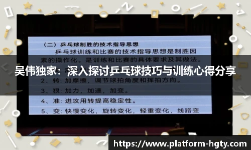 吴伟独家：深入探讨乒乓球技巧与训练心得分享